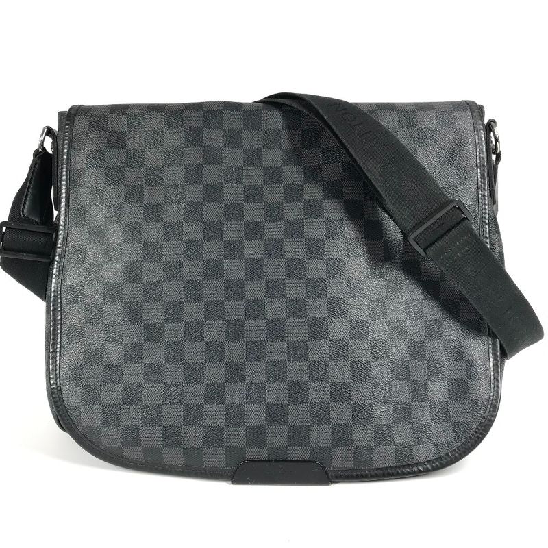Louis Vuitton Shoulder Bag Lenzo N51213 Damier Graphite Canvas Black