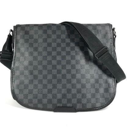 Louis Vuitton Shoulder Bag Lenzo N51213 Damier Graphite Canvas Black