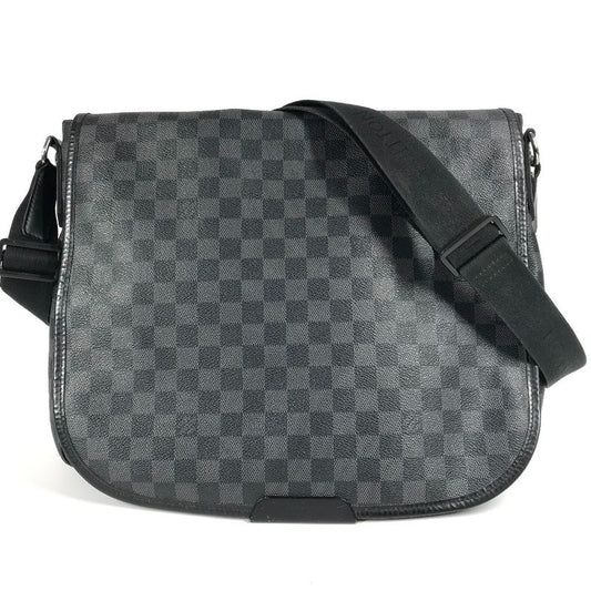 Louis Vuitton Shoulder Bag Lenzo N51213 Damier Graphite Canvas Black