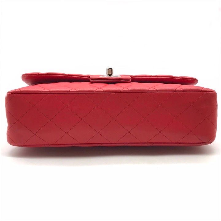 Chanel CC Logo Turnlock Quilted Lambskin Chain Shoulder Bag Red Purse