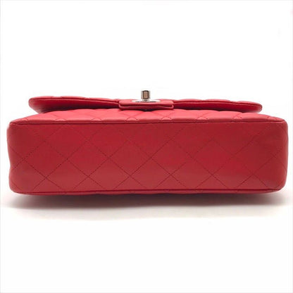 Chanel CC Logo Turnlock Quilted Lambskin Chain Shoulder Bag Red Purse