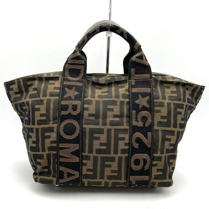 Fendi 257 088 Mini Handbag Brown Nylon Canvas Vintage Women Men