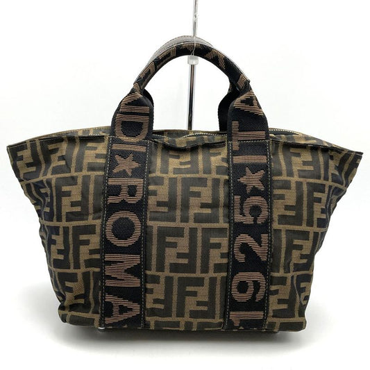 Fendi 257 088 Mini Handbag Brown Nylon Canvas Vintage Women Men