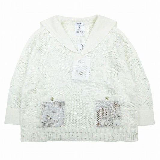Chanel 22c Coco Mark Camellia Pullover Knit Sailor Collar P72031k10344 M