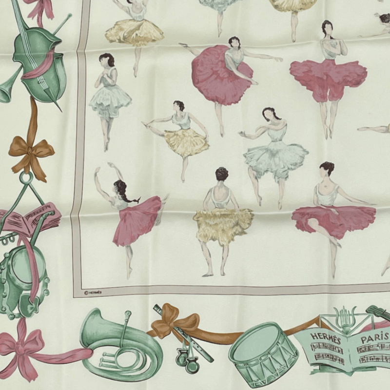 Hermes Carre 90 Silk Scarf La Danse La Danse Ballerina Beige