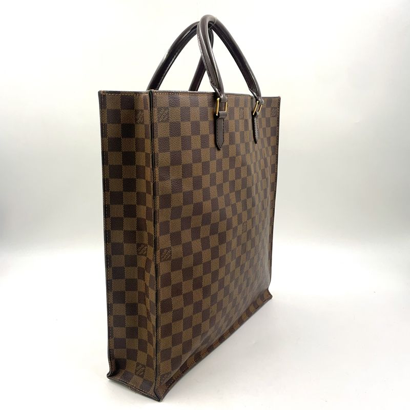 Louis Vuitton Sac Pla Damier Ebene Damier Ebene Leather × PVC Brown Tote Bag