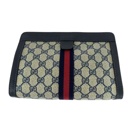 Gucci Vintage Old Gucci Sherry Line Navy Red Gray GG Supreme Canvas/leather