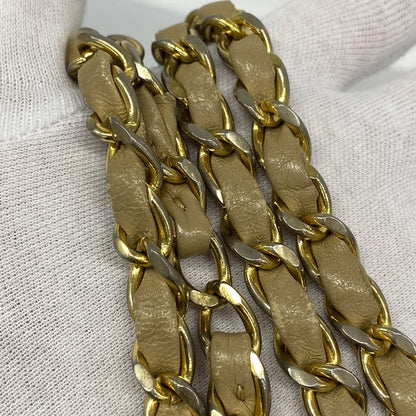 Chanel Shoulder Bag Matelasse Lambskin Beige Gold Hardware Women