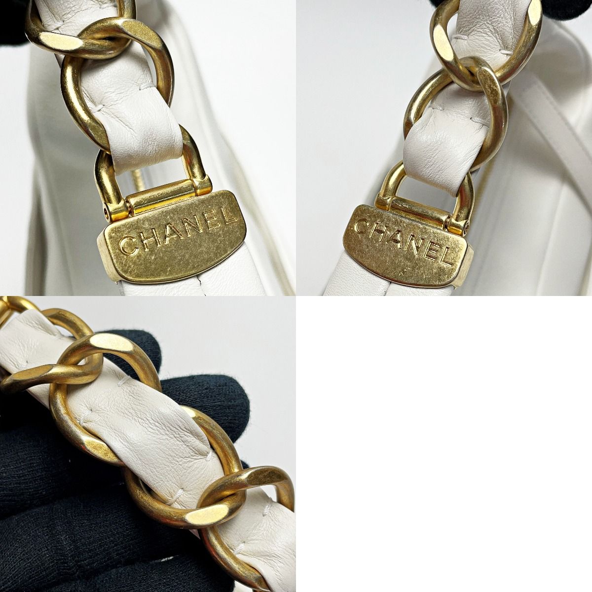 Chanel Matelasse As3292 White Chain Tote Bag Lambskin Ladies Gold Hardware