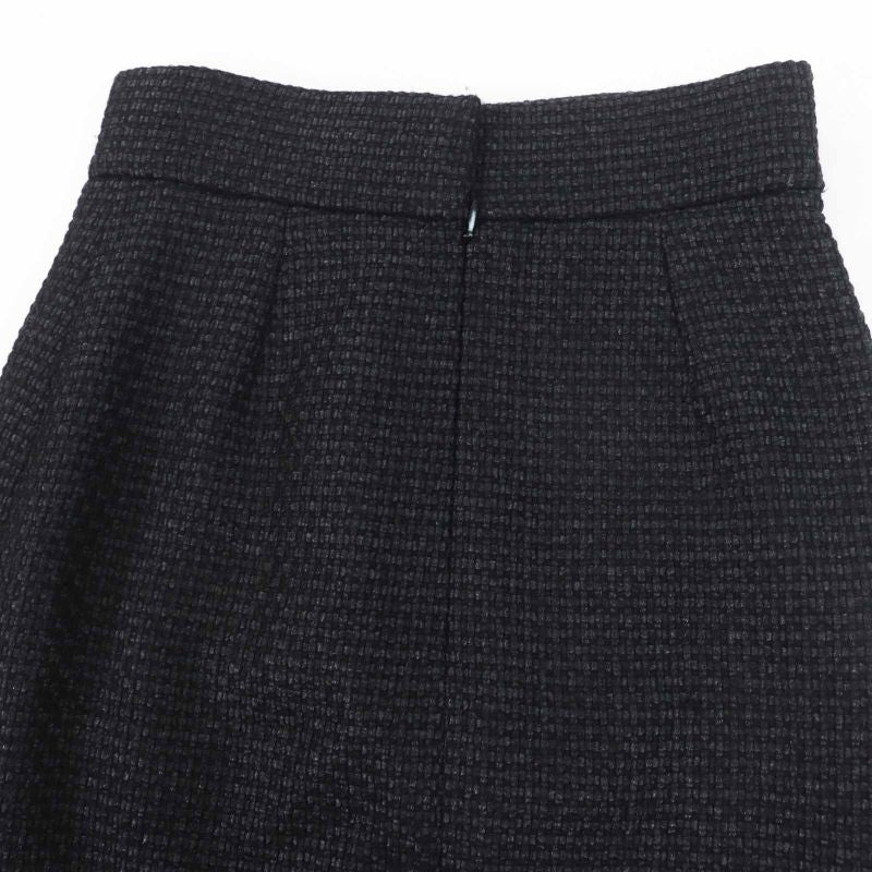 CHANEL P36751 Tweed Below-knee Tight Skirt With Coco Mark Black 36 Made In