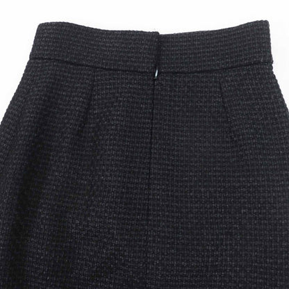 CHANEL P36751 Tweed Below-knee Tight Skirt With Coco Mark Black 36 Made In