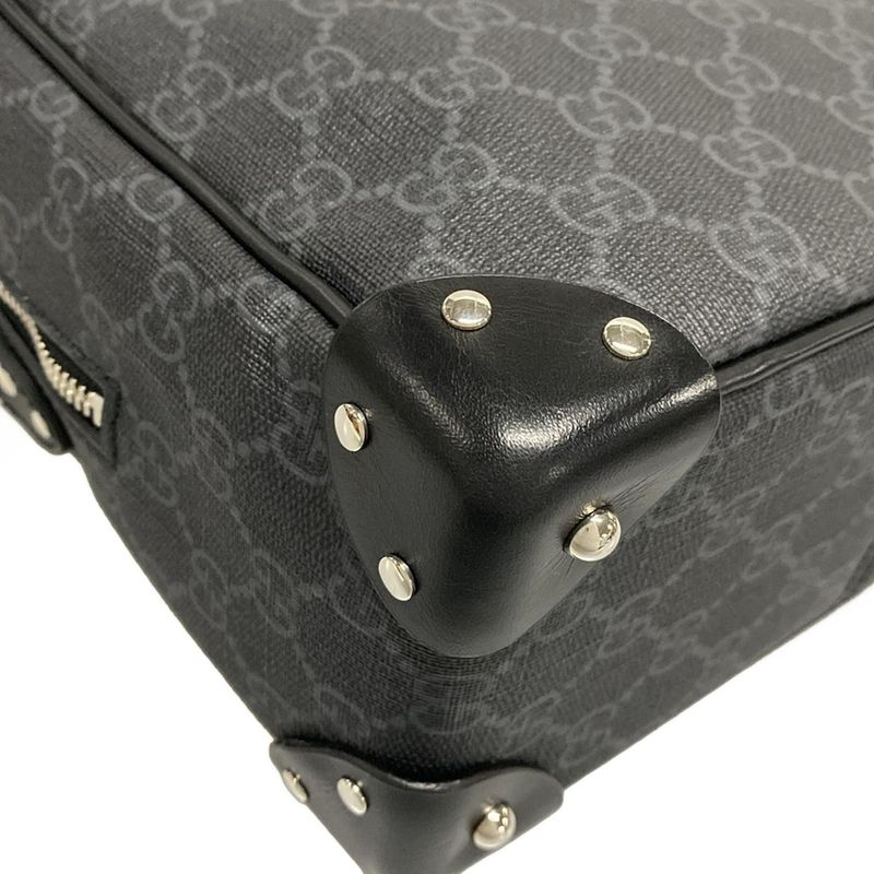 Gucci Shoulder Bag GG Plus GG Supreme 626363 Black And Dark Gray Leather