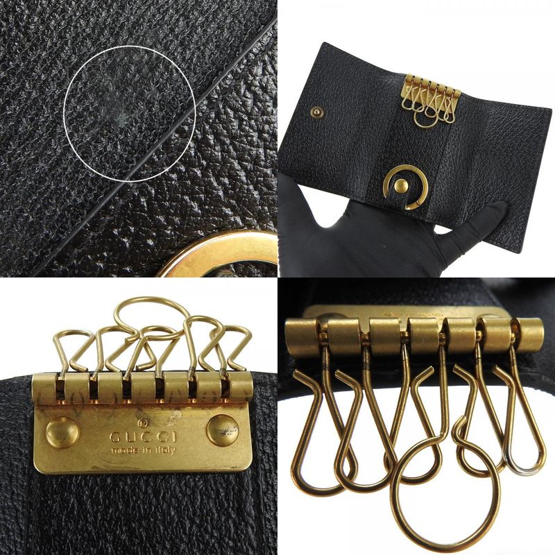 Gucci Key Case 435305 GG Marmont Leather Black 6-stack Ladies Men's Gucci