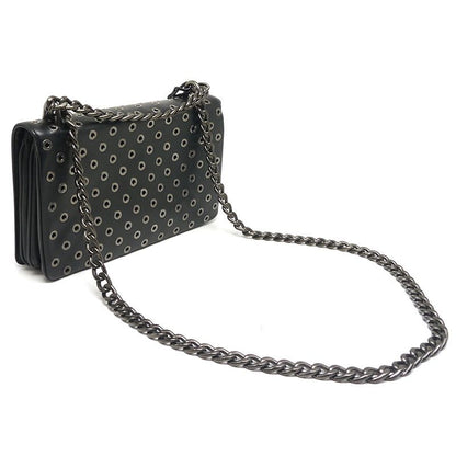 Prada Chain Shoulder Bag 1bd009 Black With Metal Punching