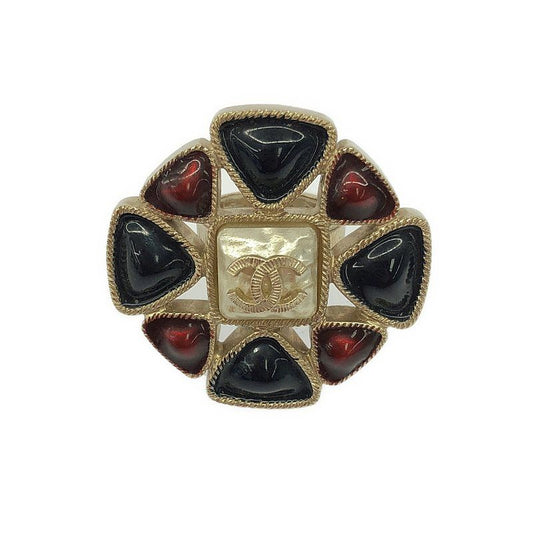 Chanel Flower Ring Coco Mark Stone Ring - Gold - Women's