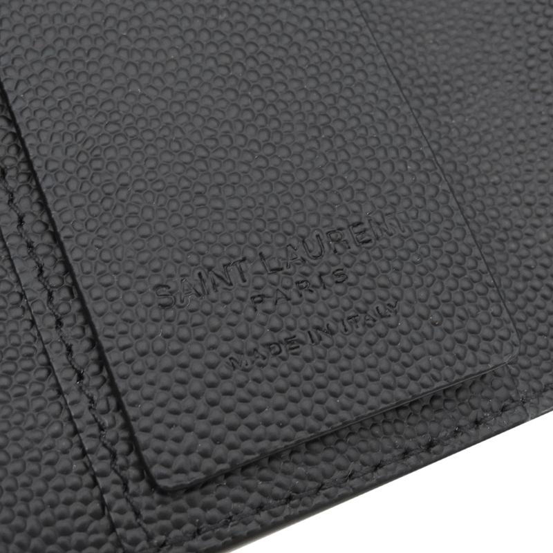 Saint Laurent Key Case Logo Leather Black Silver Hardware Black Key Case