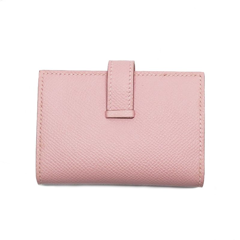 Hermes Bearn Card Case V-epson Mauvepere Silver-hardware Leather