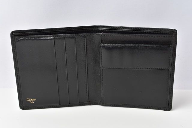 Cartier Wallet Men's Folding Wallet Leather Black