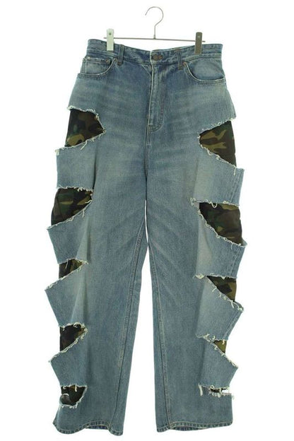 Balenciaga 21AW 662763 Tdw14 Camouflage Layered Crushed Denim Pants Men's S