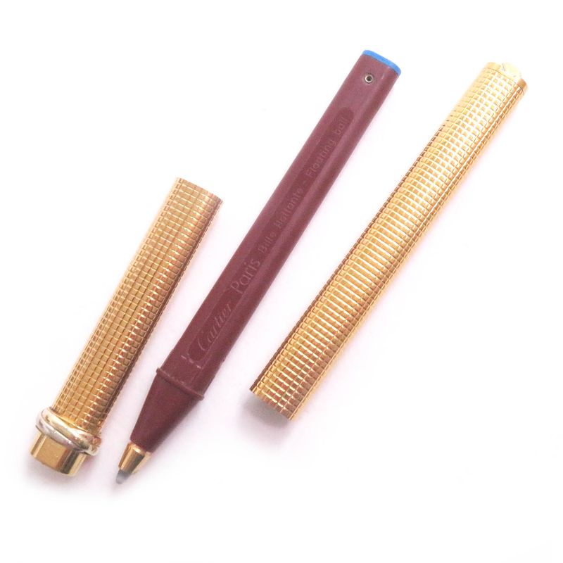 Cartier Vintage Block Check Trinity Double C Logo Capped Ballpoint