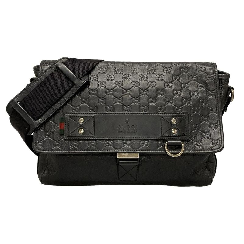 Gucci Shoulder Bag Stripe Line 246067 Black Leather