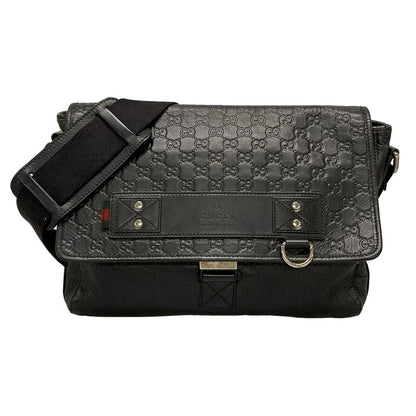 Gucci Shoulder Bag Stripe Line 246067 Black Leather