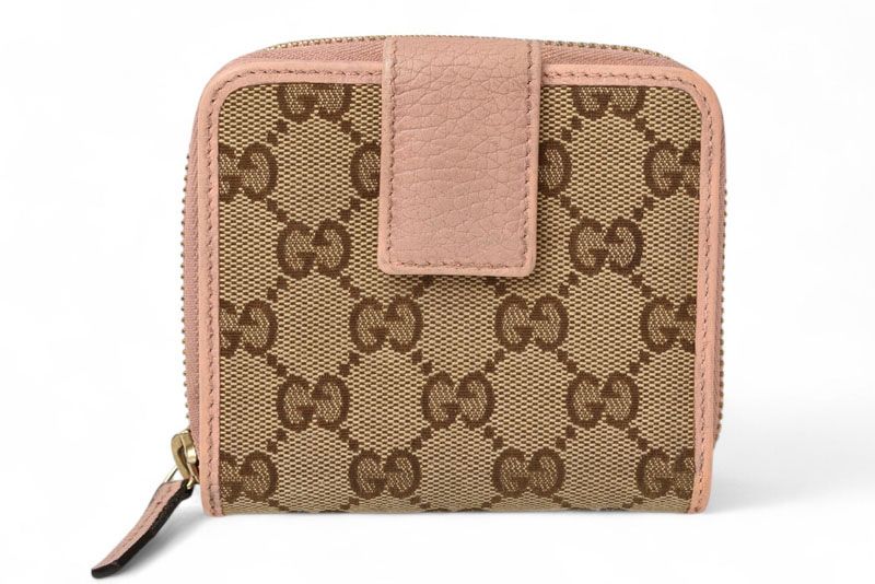 Gucci Wallet Fold Gucci Fold Wallet GG Canvas GG Beige Pink 346056