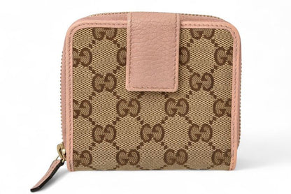 Gucci Wallet Fold Gucci Fold Wallet GG Canvas GG Beige Pink 346056