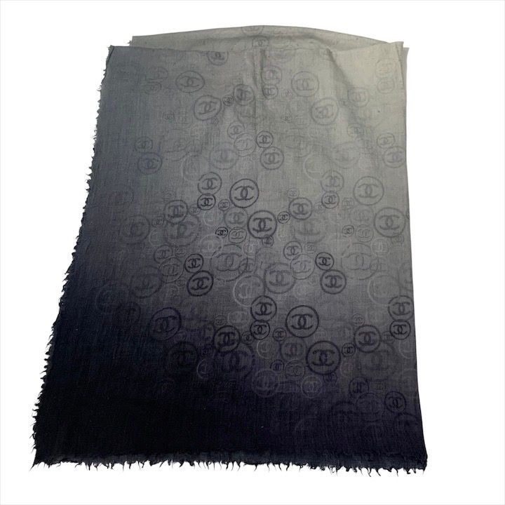 Chanel CC Logo Gradient Cashmere Large Shawl Scarf