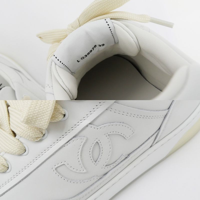 Chanel Coco Mark Sneakers - Gg39978 24P Size 39 24.5cm (9.65in) White