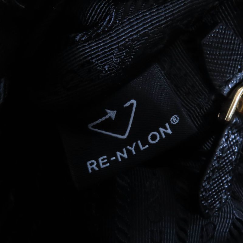 Prada Re-edition 2005 Re-nylon Triangle Logo Mini Nylon Handbag Black Gold