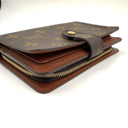 Louis Vuitton Porte Papier Zip Monogram PVC Brown Bifold Wallet Gold M61207
