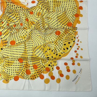Hermes Carre 90 Silk Scarf HOLA Flamenca Ola Flamenca White