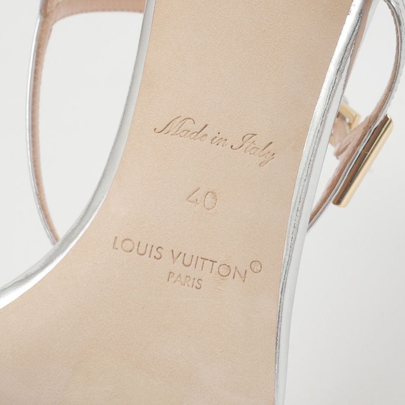 2023Louis Vuitton Sandals Size 40 LV Volt Flower Heel Ankle Strap Silver