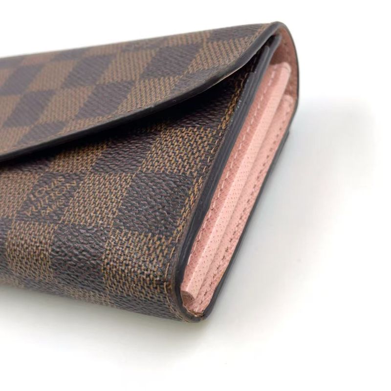 Louis Vuitton Portefeuille Sarah Damier Ebene Damier Ebene PVC Brown Folded