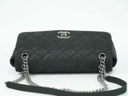 Authentic Chanel Matelasse Coco Mark Chain Shoulder Bag Pochette Soft Caviar