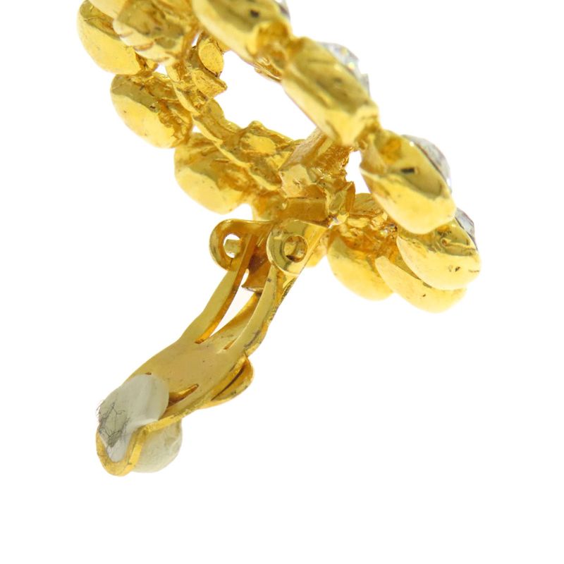 Chanel Coco Rhinestone Earrings Metal Ladies