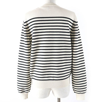 Celine 3za4145i Cotton Shoulder Button Striped Crewneck Long Sleeve Marine Knit