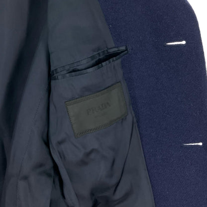 Prada Wool Chester Coat Rn98339/ca34767 Navy