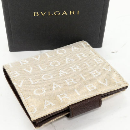 Bulgari Bifold Wallet With Coin Purse Logomania Retale Compact Wallet In PVC