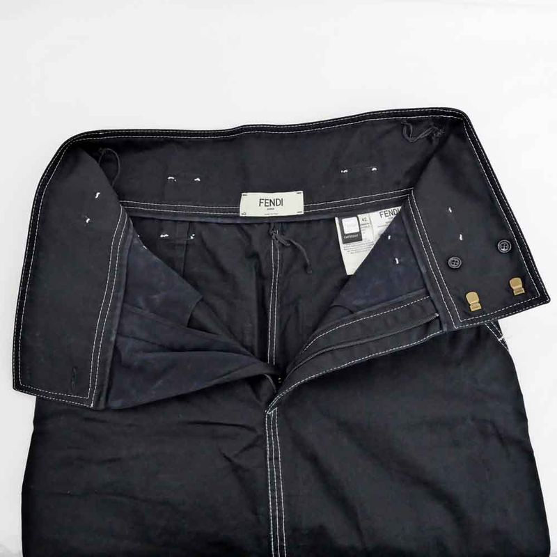 Fendi Zucca Skirt White Stitch Black 42 Size Fq7160 Women's Apparel