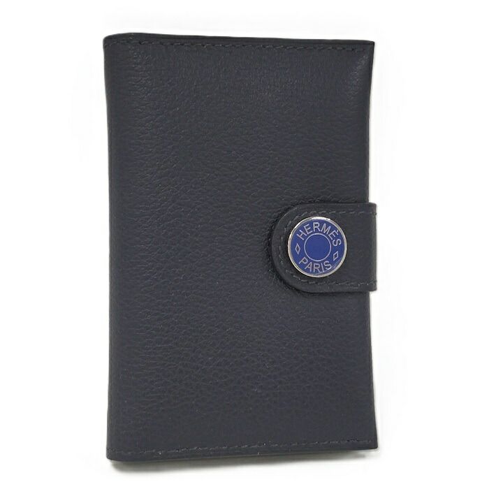 Hermes Serie Card Case Leather Navy Stamped B