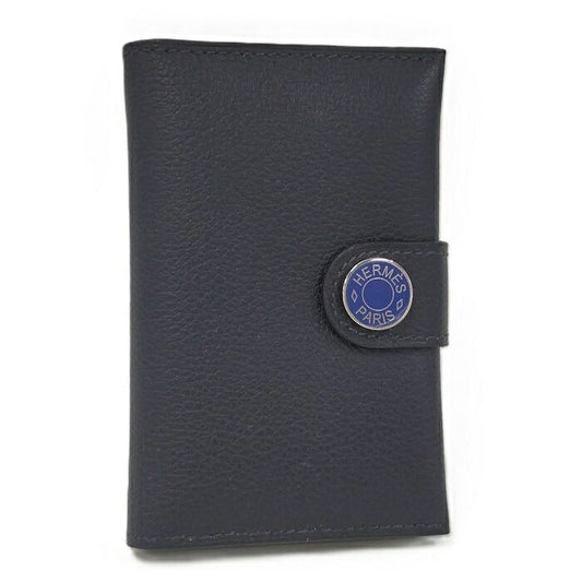 Hermes Serie Card Case Leather Navy Stamped B
