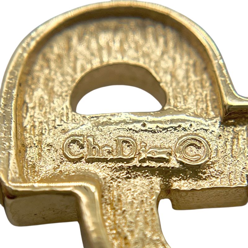 Christian DIOR Necklace Plated Metal Plated Metal Rhinestone CD Logo Gold