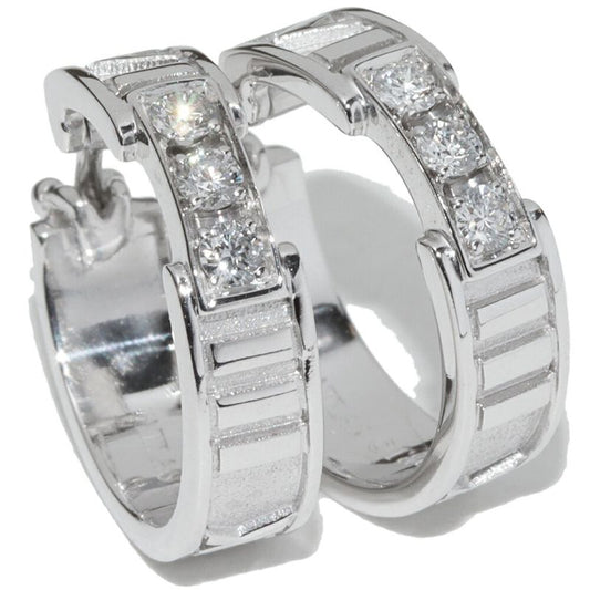 Tiffany & Co Earrings 18K White Gold Diamond 6P Atlas Hoop Earrings