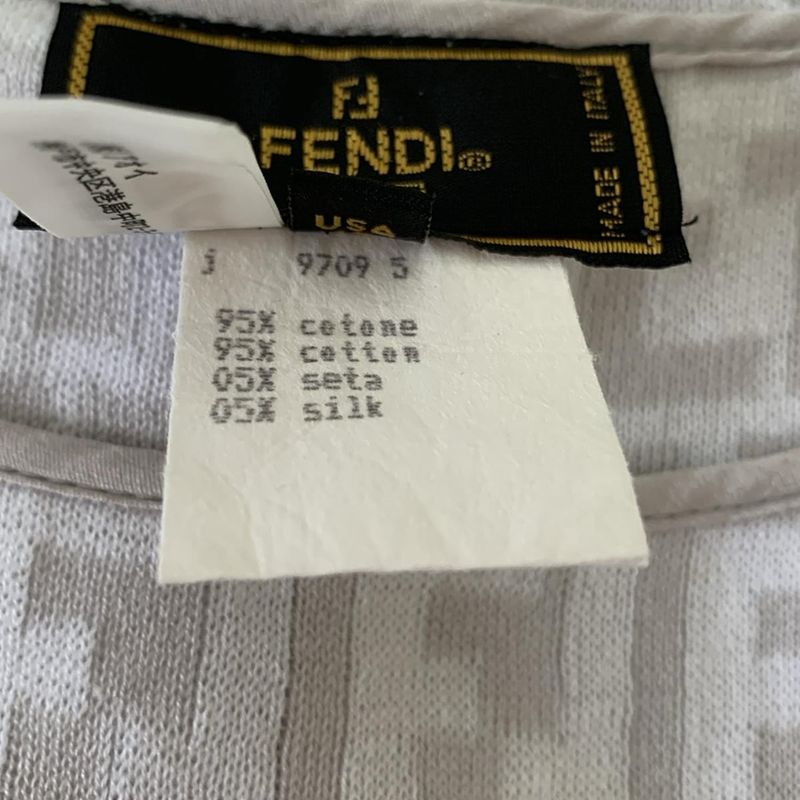 Fendi Dress Size 46 L Women - Light Gray And White Short Sleeves Long Knit