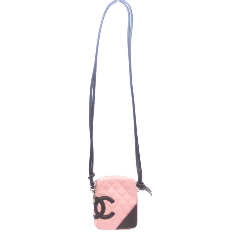 Chanel A25177 No 8 Pink Black Cambon Small Pochette Shoulder Bag Black Quilted