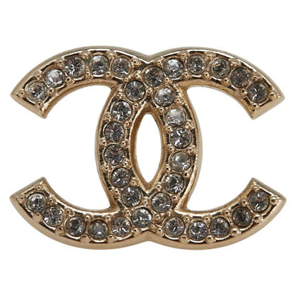 Chanel Coco Mark Rhinestone Earrings One Side Only Gold Plated Women's Chanel