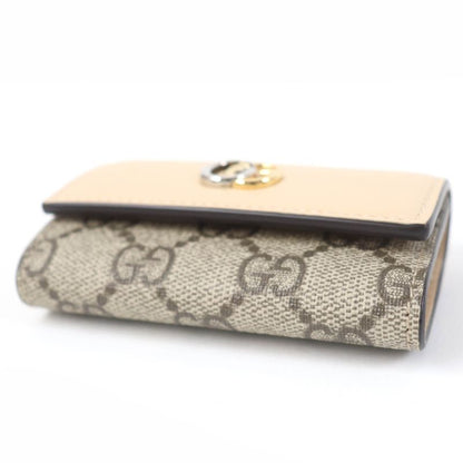 Gucci 795649 Double G Key Case Leather GG Supreme Canvas Beige With Box And