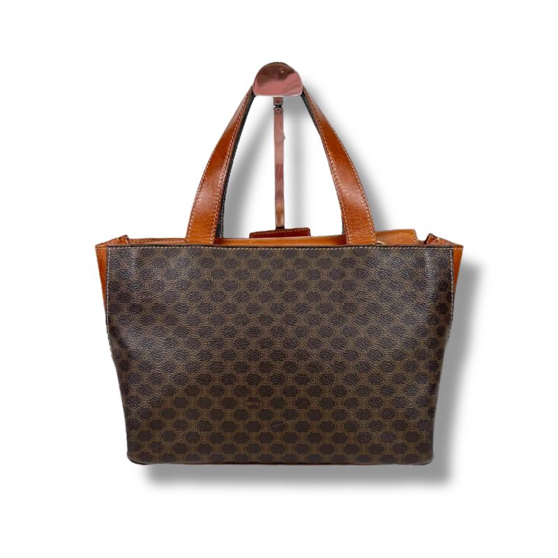 Celine Mini Tote Handbag Macadam Pattern Pvcleather Brown